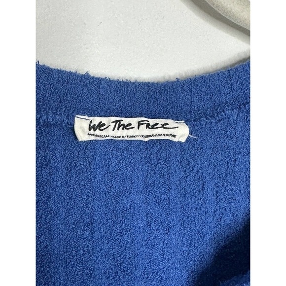 WE THE FREE Women's Long Sleeve Blue Henley Button Sweater Top Sz M - Picture 3 of 6